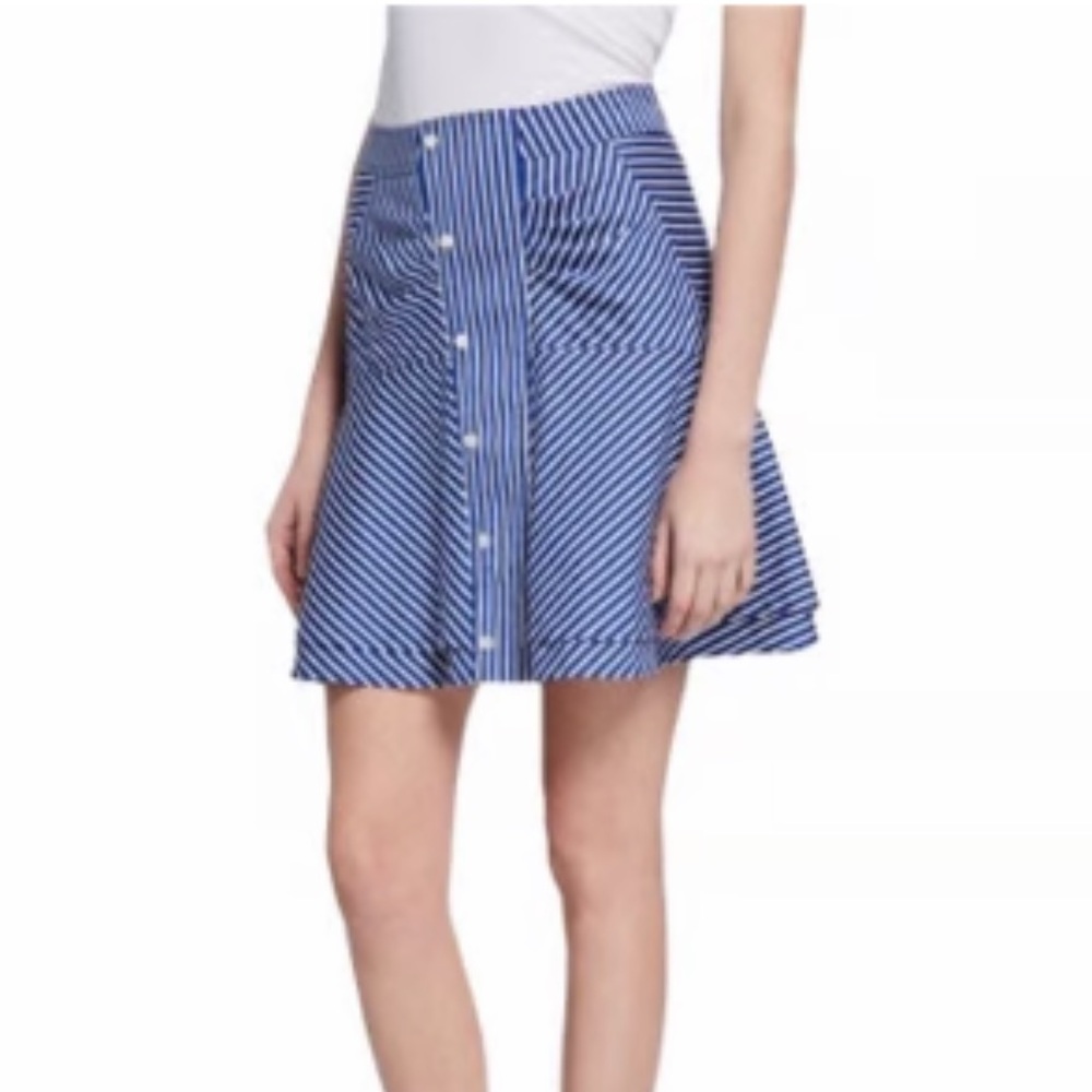 Derek Lam Crosby 10 Women’s Size 4 Blue White Stripe Button Placket Mini Skirt